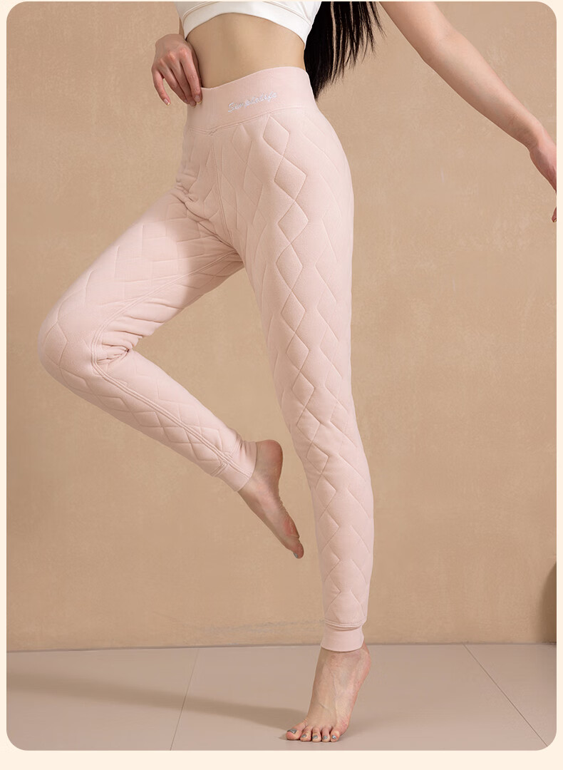 LangSha Fleece-Lined Women's Thermal Pants, Autumn And Winter New High-Waist Tummy Control Leggings, 100% Wool Layered Base Thick Cotton Thermal Underwear 16