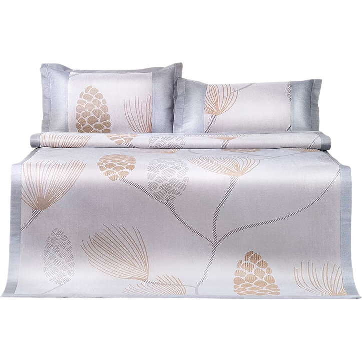 FUANNA Cooling Mat, Ice Silk Mat, Antibacterial Two-Piece Mat Set, Coffee Color, 1.2*2 Meters [Foldable, Washable]