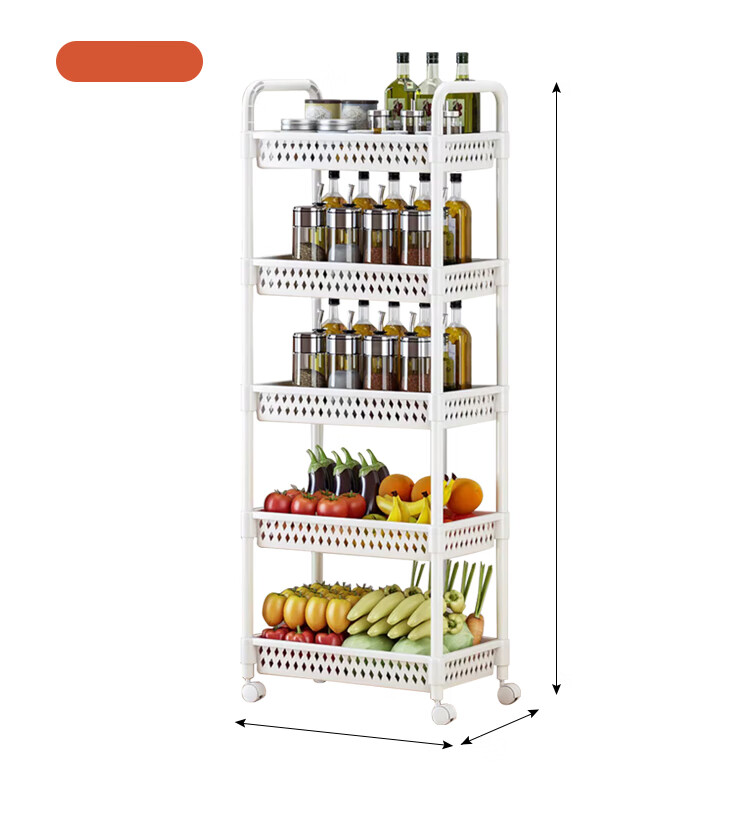 Yupin Floor Storage Rack Cart Living Room Snack Storage Shelf Kitchen Layered Rack Black with Handle 3-Tier ZW295 20