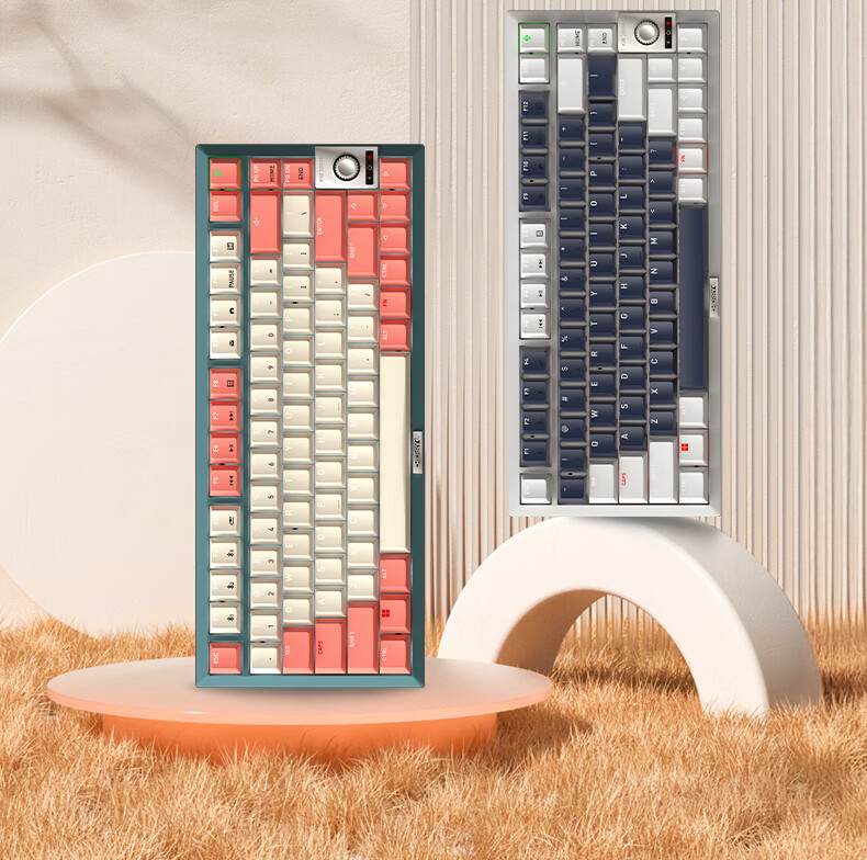 CHERRY KW300MX TKL Mechanical Keyboard, 81 Keys, New Vintage, Wireless Hot-Swappable, Compatible with MACMINI, for Gaming And Office Use, Navy Blue/gray, Brown Switches 2