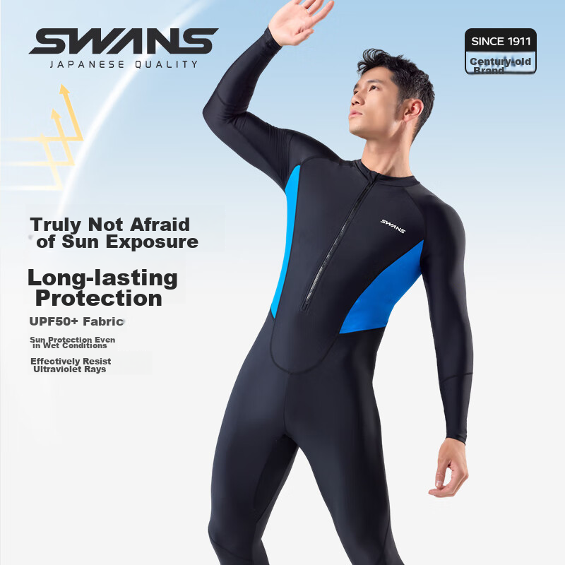Мужской цельный гидрокостюм Suanshi SWANS для снорклинга и серфинга, защита от солнца, с длинными рукавами и штанинами, размер L