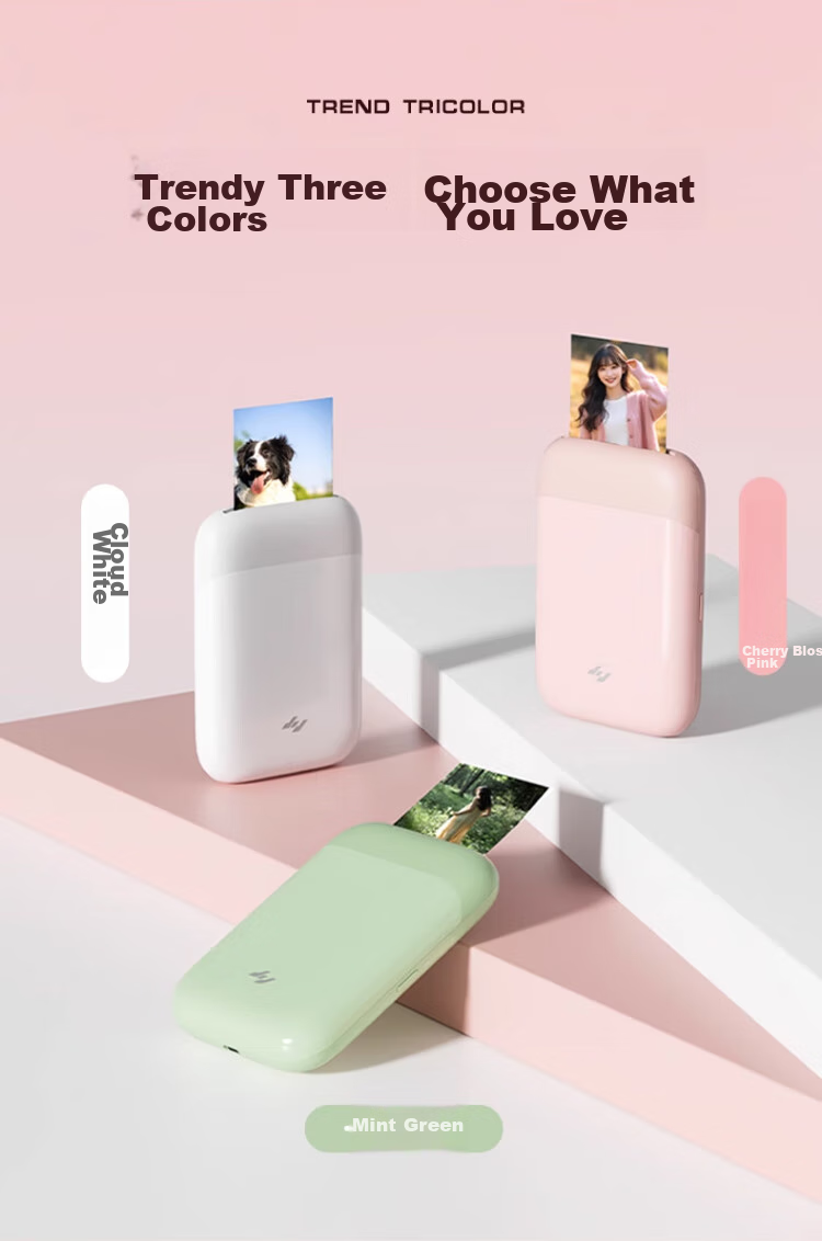 Jiyin Pocket Photo Printer Mobile Instant Camera AR Video Voice Wireless Bluetooth Home Portable Inkless Photo Printer Cloud White ZPP110 Holiday Gift 9