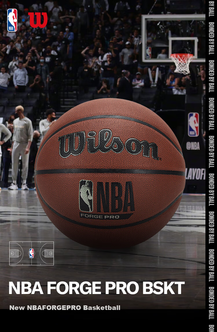 Wilson NBA FORGE PRO Indoor/outdoor Adult Basketball, Size 7 1