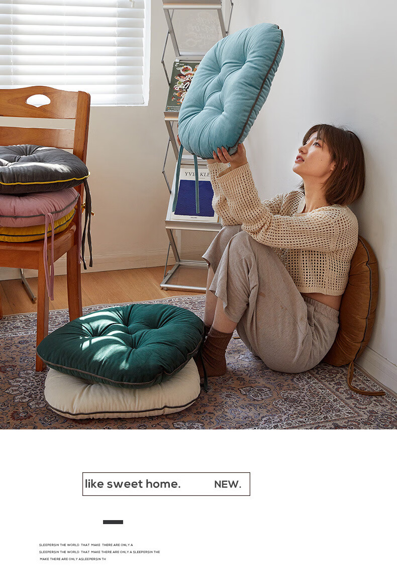 Fanyejia Thickened Chair Cushion, Office Long-Sitting Comfortable Seat Pad, Tatami Mat for Bay Window, Meditation Pillow, All-Season Universal Chair Cushio 9