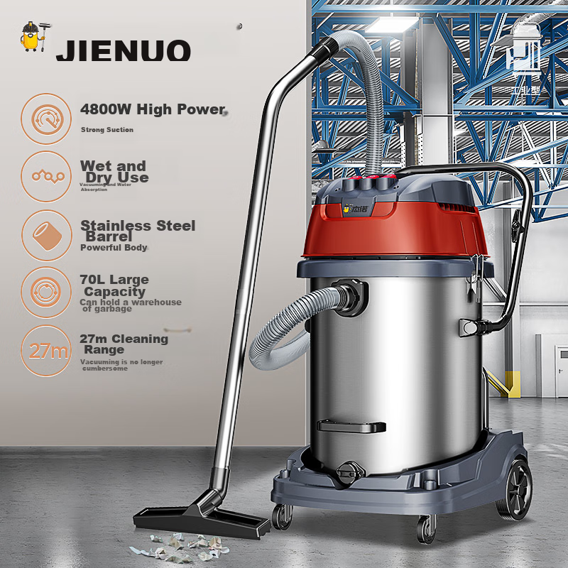 Jienuo 4800W High-Power Wet And Dry Commercial Industrial Large Barrel Strong Suction Vacuum Cleaner for Hotels, Inns, Factories, Workshops JN-701