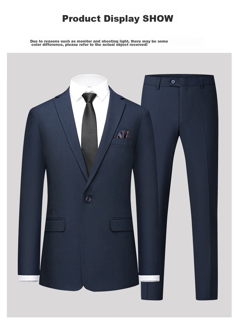 ROMON Men's Suit Set, All-Season Slim Fit Professional Formal Wear, Elastic Blazer for Business And Wedding Attire 11
