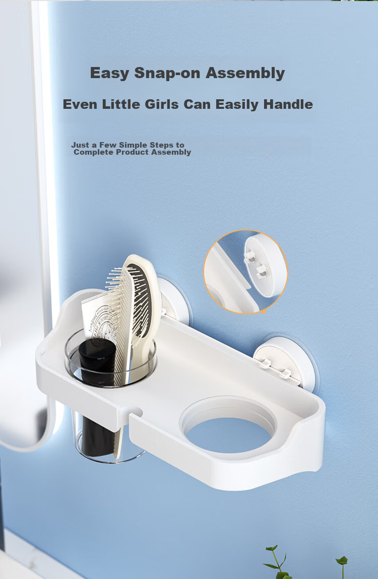 JD Original Air Series No-Drill Hair Dryer Holder, Bathroom Storage Rack, Non-Marking Electric Fan, 8cm Hole Diameter 9