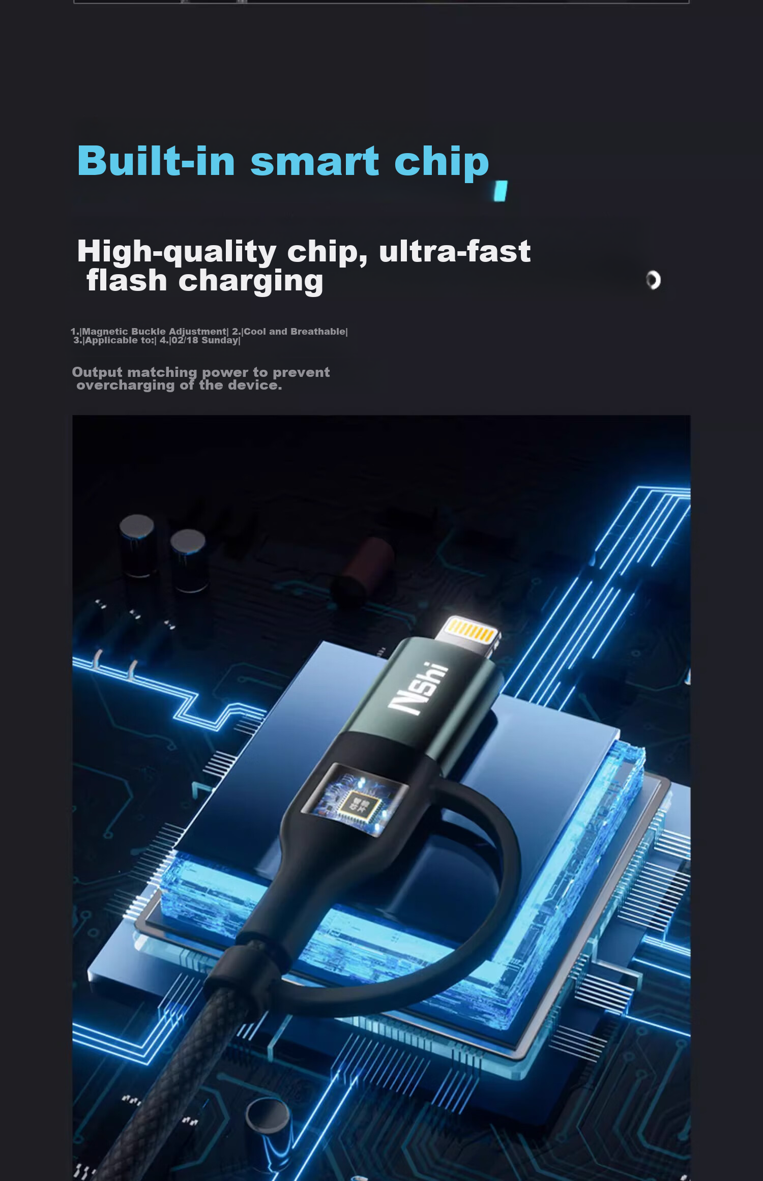 Nengshi 4-In Charging Cable, Type-C Data Cable, PD Dual-Head Fast Charging, Suitable for Apple IPhone, Huawei, Xiaomi IPad/tablet/laptop, 1 Meter 8