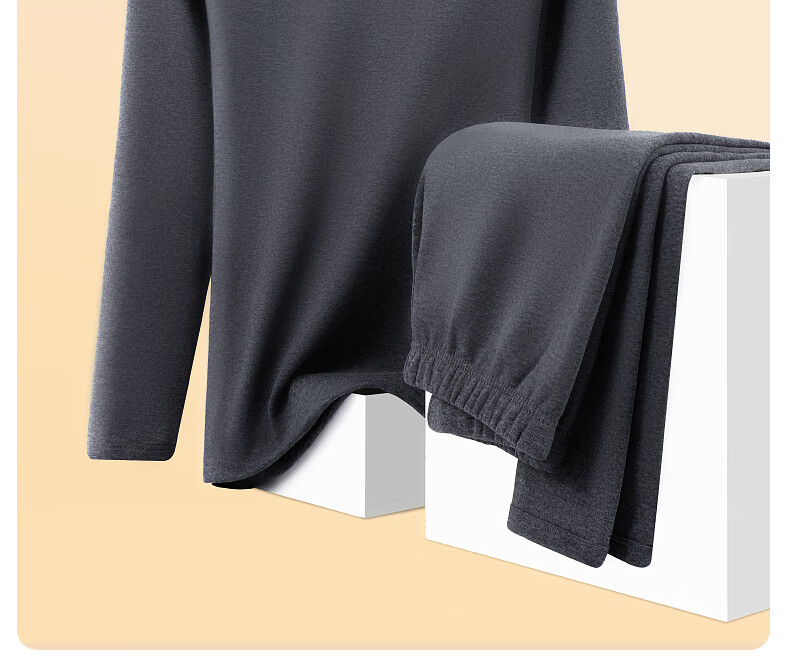 SEPTWOLVES [Wool Warmth] Thermal Underwear for Men, Fleece-Lined Thick Round Neck Winter Cold-Proof Warm Set 10
