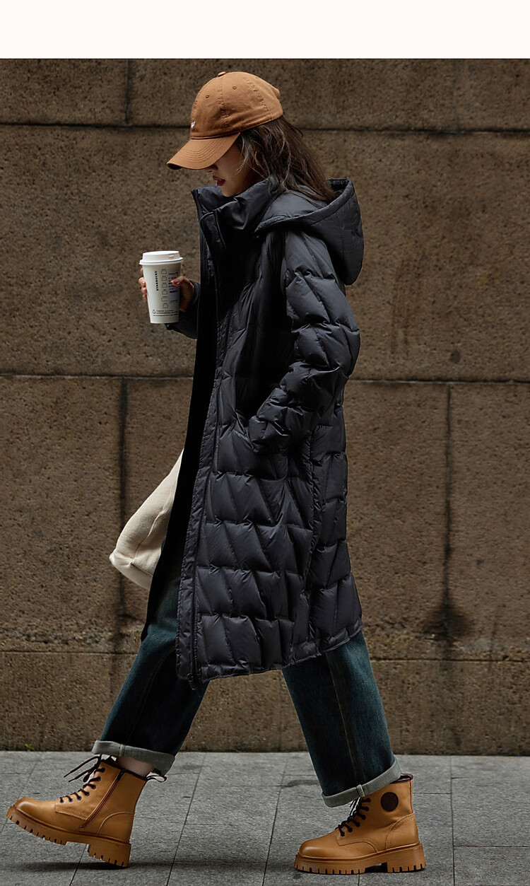 Dme [Yingfengsuixue] Winter 400T Spring Yafang Geometric Pressure-Laminated 90% Duck Down Hooded Warm down Jacket for Wome 21