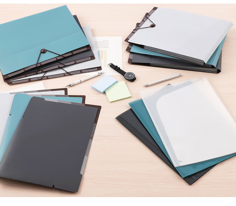 Nakabayashi [Back to School Essential] Nakabayashi A4 Vertical Accordion File Folder with Index, Document Organizer with Strap, Light Gray, DF-A411S 2