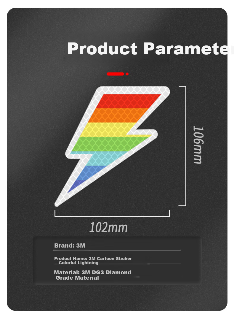 3M Reflective Warning Tape, Luminous Sticker, Electric Vehicle Motorcycle Car Scratch Cover, Diamond Grade - Dazzling Lightning, 10.2cm*10.6cm (1 Piece Per Bag) 8