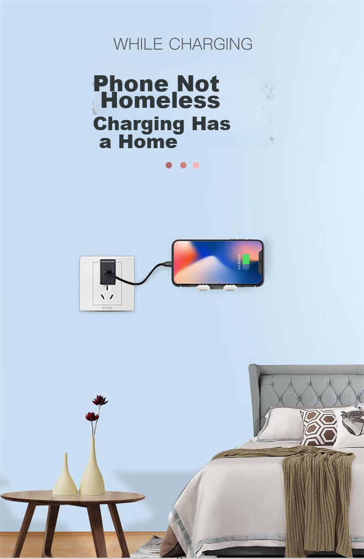 ZiTai Wall-Mounted Phone Holder for Bedroom Bedside Bathroom Kitchen Toilet, Adhesive Wall-Mounted Support Bracket without Drilling, Universal Base for Phones And Tablets, White 6