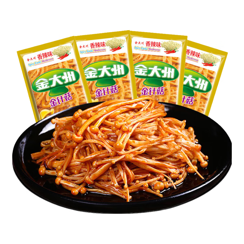 金大州金针菇独立小包装1000g香辣味 麻辣休闲零食办公室下饭零食