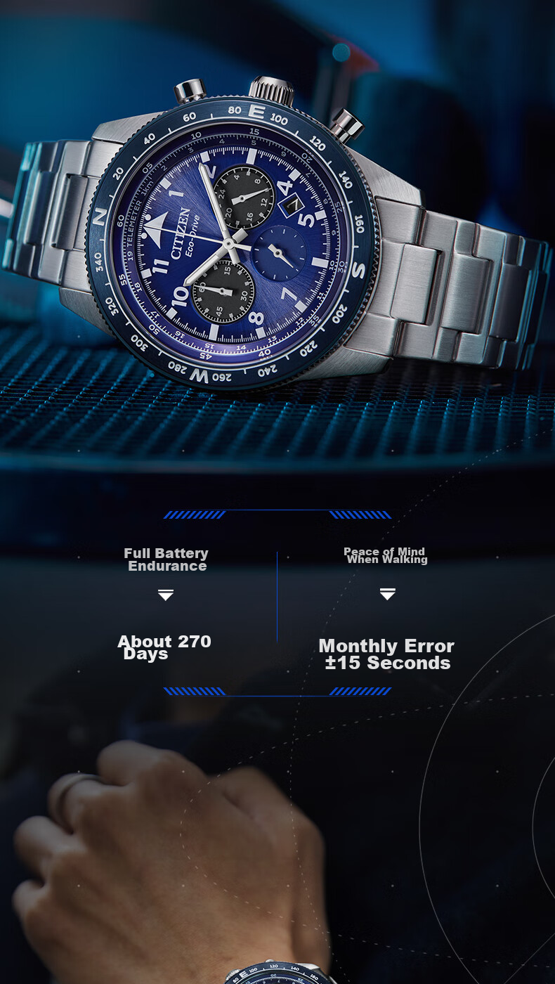 CITIZEN Watch for Men, Japanese And Korean Style, FF Series, Eco-Drive, Three-Dial Band, Fashionable Gift for Boyfriend, CA4559-13A 8