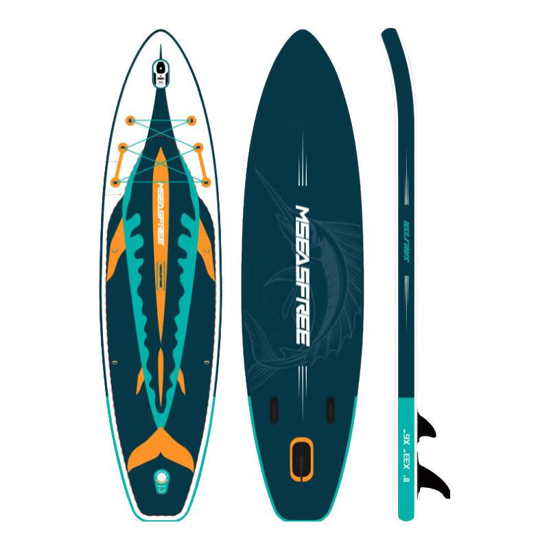MSEASFREE 25-Year New Marine Animal Surfboard SUP Inflatable Paddle Board Water Rafting Fishing Board Paddle Board, Green Flag Fish