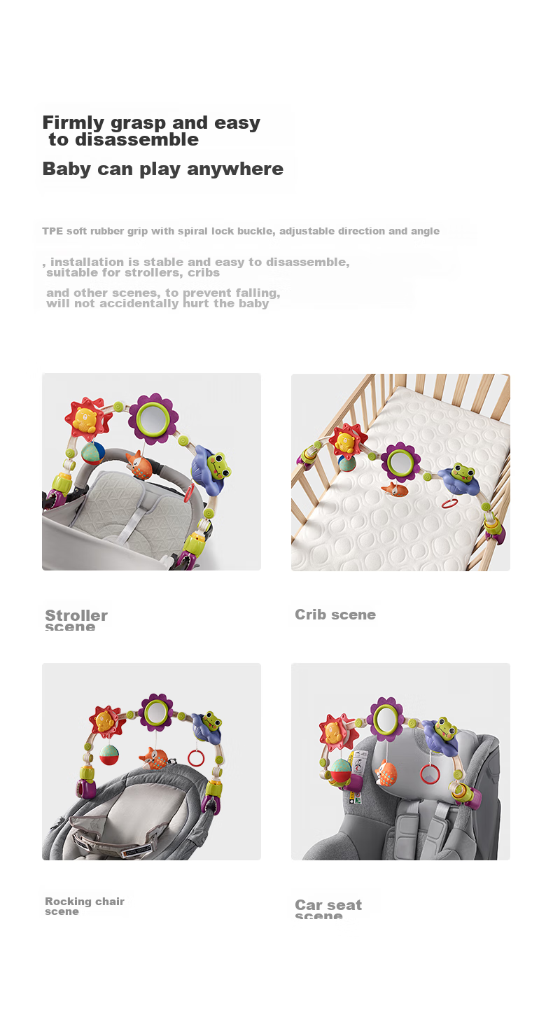 Babycare Hanging Baby Toy Rattle, Newborn Wind Chime, Stroller Cradle Rail Pendant, Dual-Use Car Bed Rattle 3