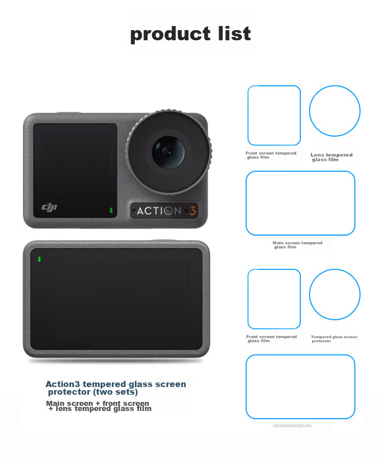 Earlymen Dual Set of Tempered Glass Screen Protectors for DJI Action 6, Lens Protection Film for Action Camera, High-Definition Protective Film (Main Screen Film + Front Screen Film + Lens Film), Non-Cage Versio 8