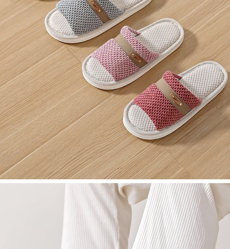 Huili Linen Slippers for Men And Women, Sweat-Absorbing And Breathable Home Shoes, Indoor All-Season Floor Slippers HL0215 Pink Size 40-41 11