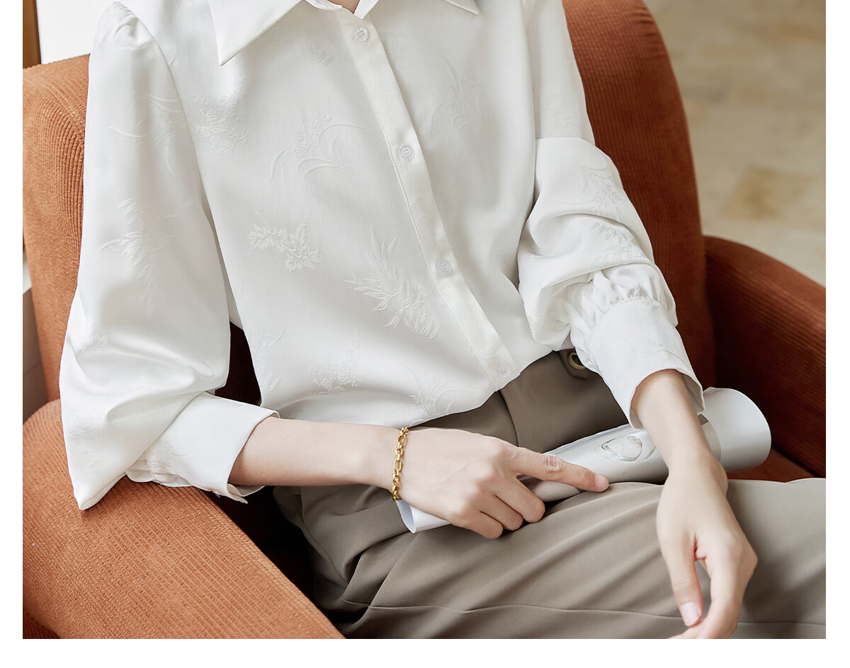 Chushen Spring And Autumn Long-Sleeve Shirt for Women, Textured Pattern Design, New Chinese-Style Elegant Office Blouse Top S143C2045 9