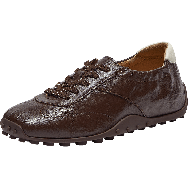 Bata Sheepskin Ballet Training Women's 2026 Spring New Fashion Soft Sole Casual Sports Shoes Brown-39