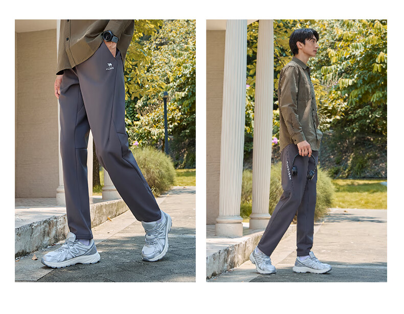 CAMEL Fleece-Lined Straight-Leg Pants for Women, Water-Repellent Woven Sports Trousers C25CA6L6025 Phantom Black S 9