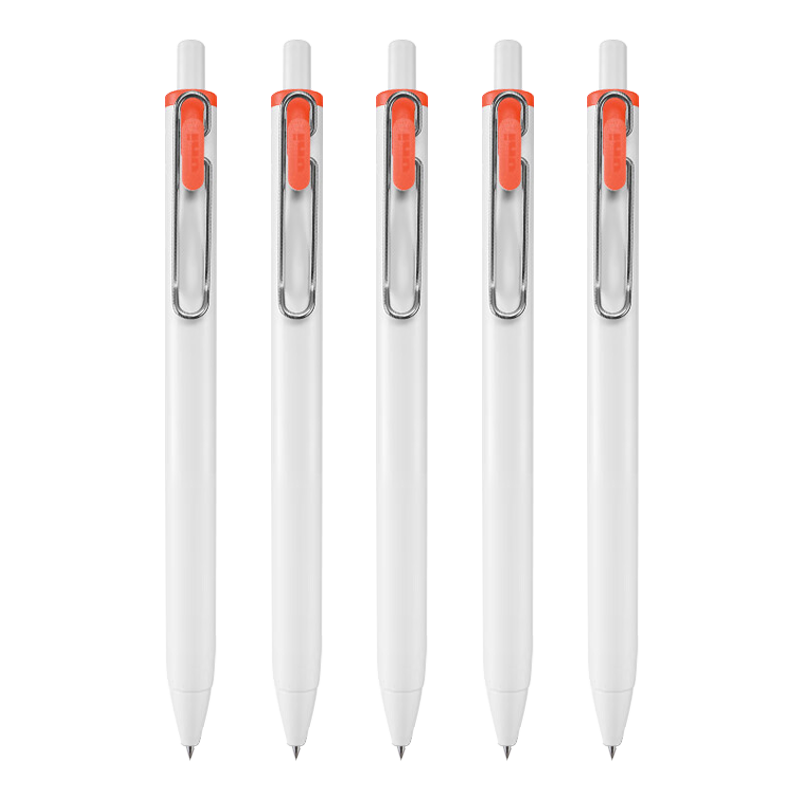 Uni-Mitsubishi Uni-Ball One Series Small Medium Core Orange Gel Pen, High Aesthetic Value, 0.38mm Signing Pen, UMN-S 5 Pieces