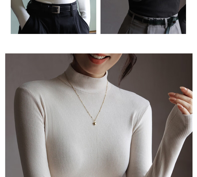 MiiOW Women's Half Turtleneck Fleece-Lined Thickened Base Shirt 2025 New Autumn Winter Warm Inner and Outer Wear Top 25
