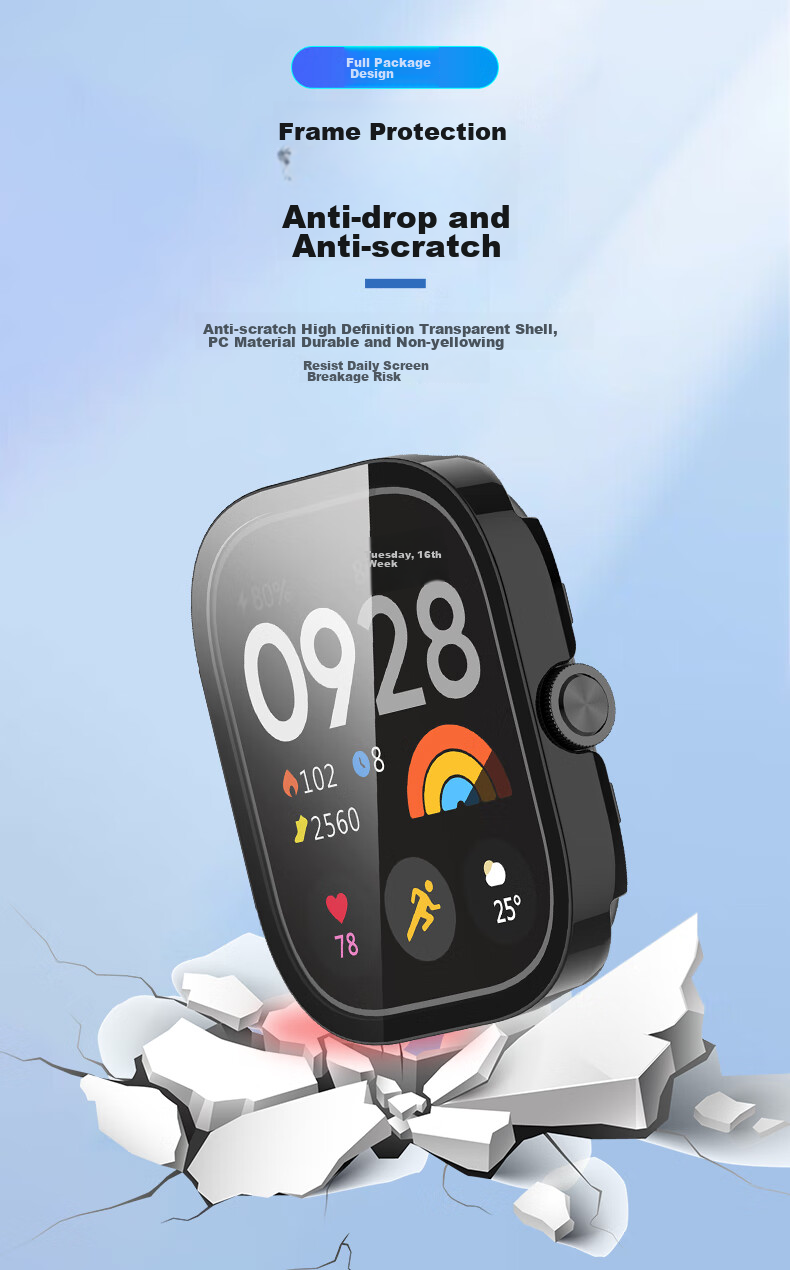 KMaxAI Compatible with Redmi Watch 5/4 Protective Film + Case, All-In Full Coverage, Xiaomi Redmi Watch Dial Protector & Screen Film, Hard Shell Anti-Fingerprint Tempered Glass Film, Transparent 5