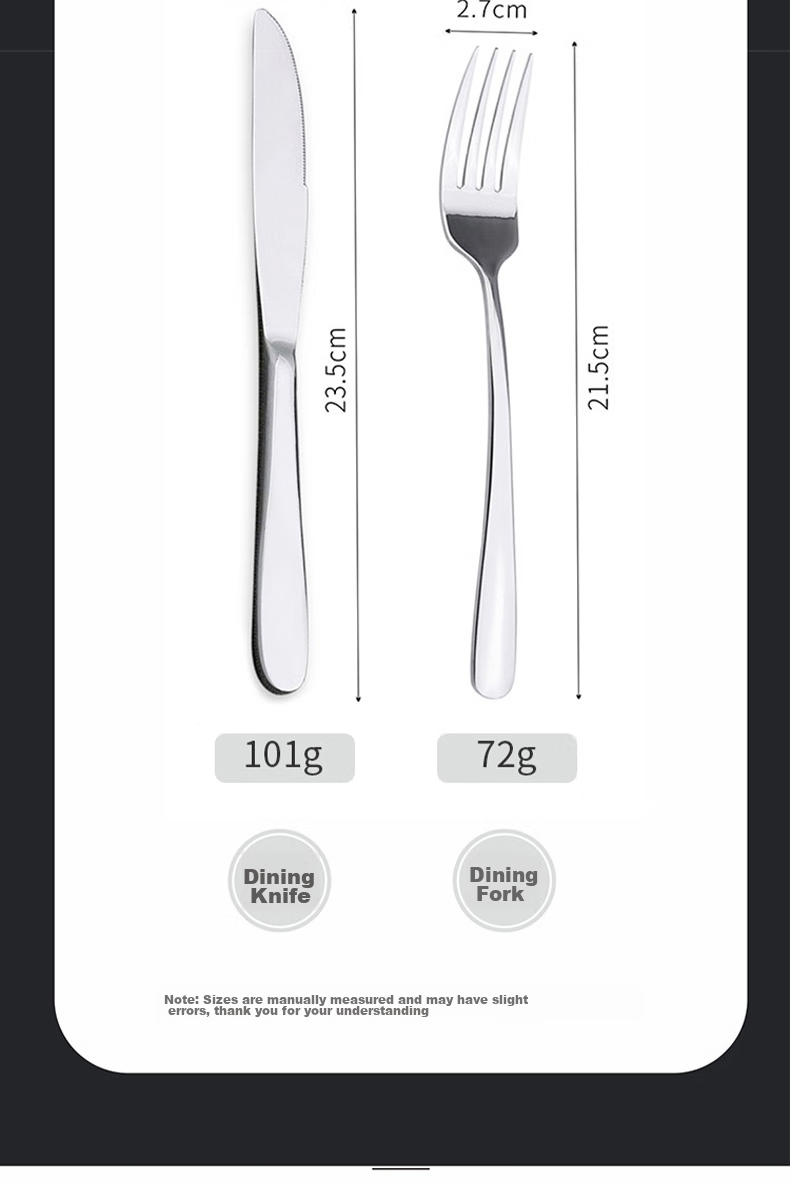Edo 304 Stainless Steel Western Steak Knife And Fork Set, 410 Stainless Steel Tableware Set: Main Knife + Main Fork + Gift Box 12