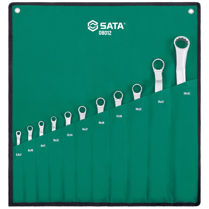 SATA 11-Piece Fully Polished Double-Ended High-Neck Combination Wrench Set 5.5X7-30X32mm 08012