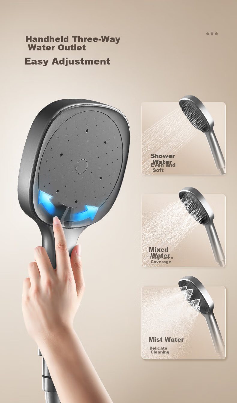 HEGII Shower Set S3, Descaling Self-Cleaning Top Spray Head, Large Storage Shelf, Bathroom Bathing, HMF936-333 11
