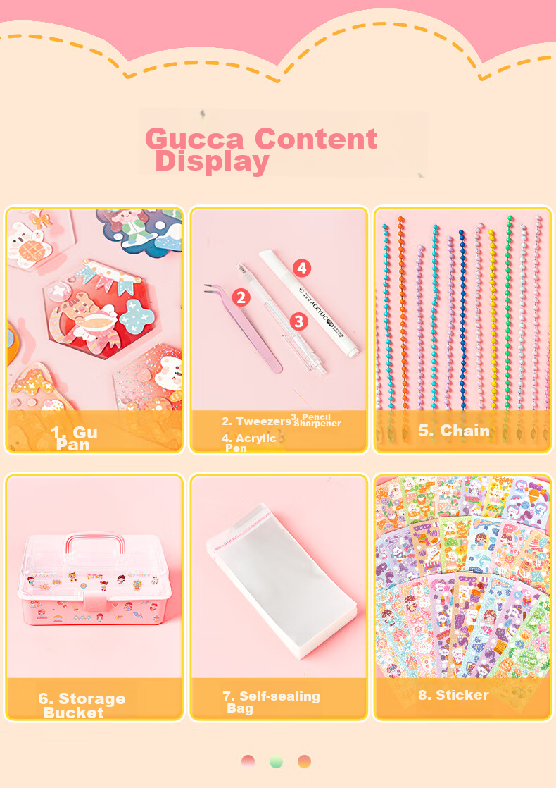Danmiqi Guka Stickers Complete Set, Children's DIY Craft Gift Box, Guka Sticker Sheet, Girls' Birthday Present 11
