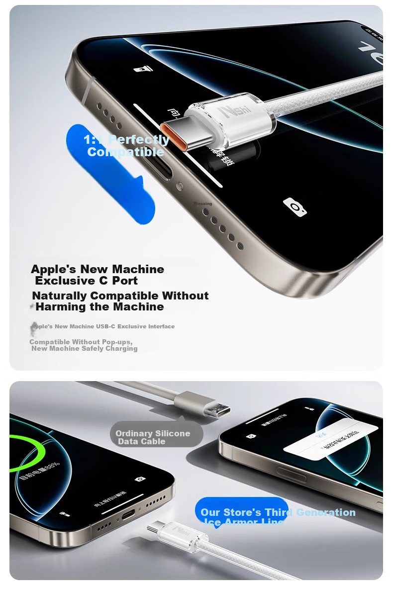 Nengshi Apple 15/16 Charging Cable, Dual-Head Type-C Fast Charging Data Cable, IPhone 16/15 Pro Max Phone USB-C Car Fast Charging Cable, 2 Meters 4