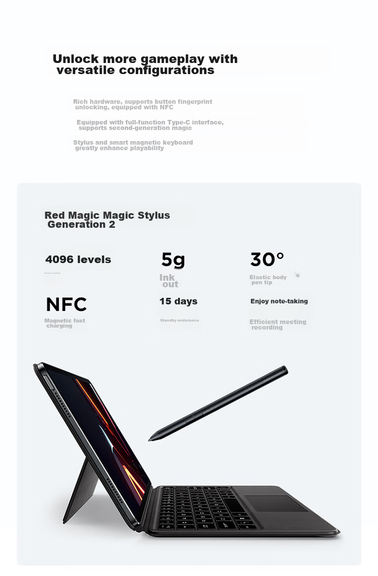 Nubiyahongmo Gaming Tablet Pro, 10.9-Inch LCD Screen, Snapdragon 8 Gen 3 Leading Edition, 2.8K 144Hz, 10100mAh Battery, 12GB+256GB, Dark Night, Gaming Tablet Computer 15