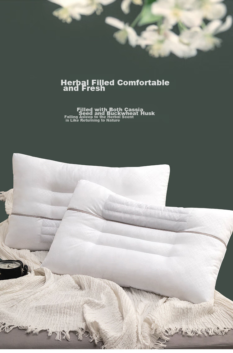 Dohia Home Textile Pillow, Cassia Seed Buckwheat Pillow Core Herbal Flower Pillow for Students And Adults, Cervical Spine Pillow, Single Piece 70*45cm 5