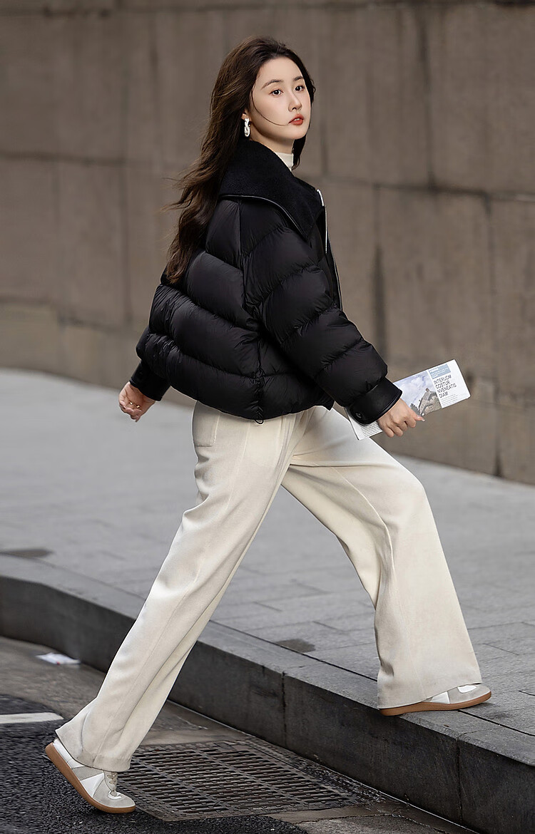 Dme [Yuxue Jingling] Winter 400T Spring Yarn Faux Sherpa Collar 90% Duck Down Short down Jacket for Wome 11