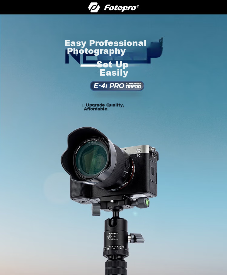 Fotopro E4I PRO+42QP & Joy Co-Branded Edition, Detachable Gimbal, Adjustable Monopod, Easy-Folding Panoramic Shooting Tripod for Mirrorless And Digital Cameras, Includes Phone Clamp 1
