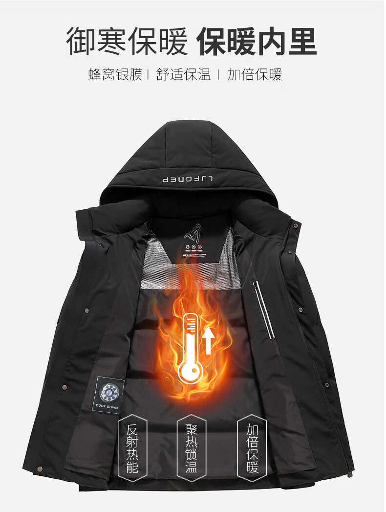 Combo down Jacket for Men with Detachable Hood, Winter Thickened Warm Business Casual Short Duck down Coat, Smog Blue, 3XL 5