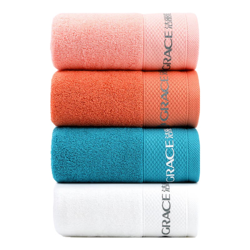Grace Pure Cotton 5A Antibacterial Towels, 4-Pack, for Women's Home And Hotel Use, Men's Solid Color Satin-Edged Face Towels, All-Cotton Sports Towels