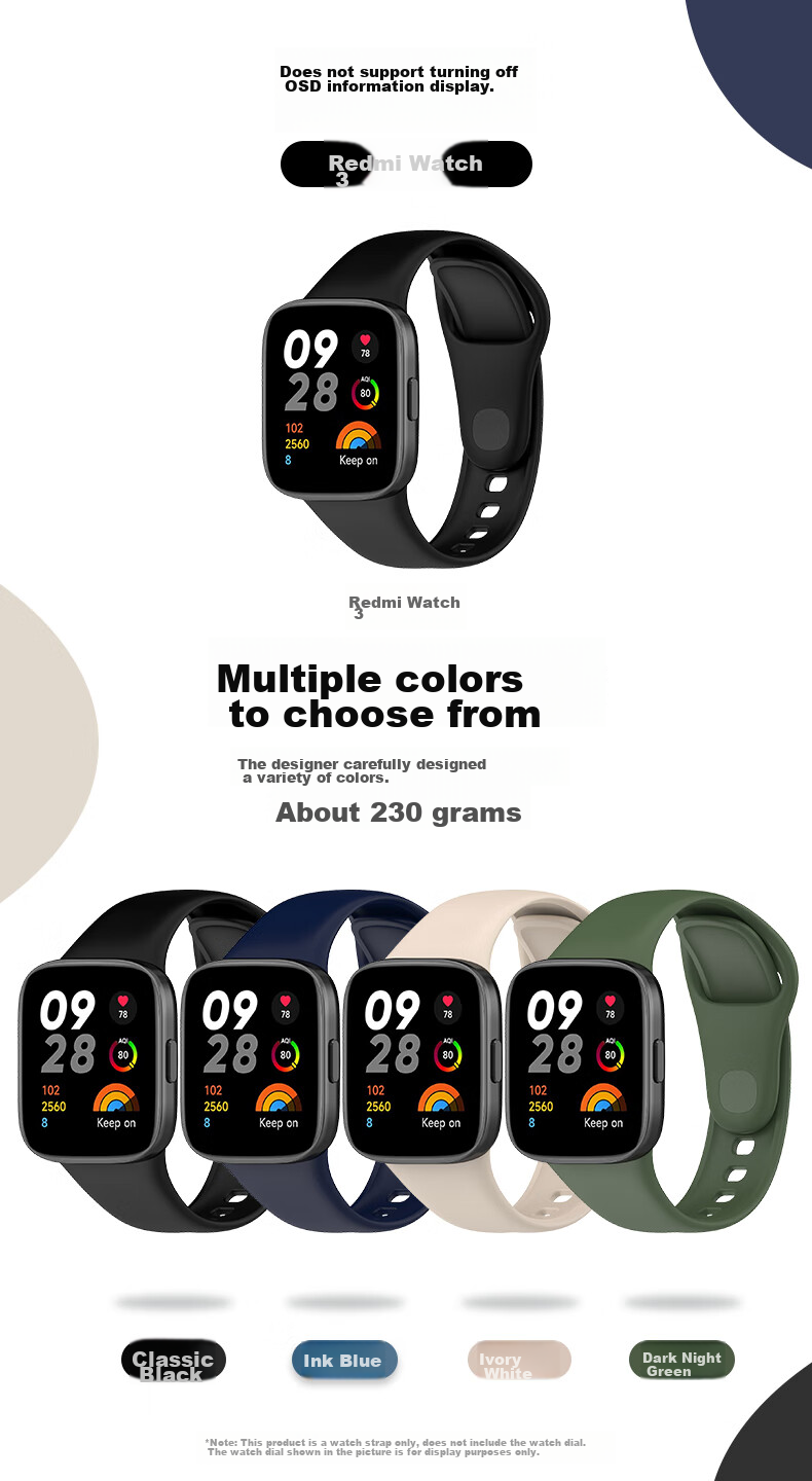 KMaxAI Compatible Silicone Watch Band for Xiaomi Redmi Watch 3, Xiaomi Redmi Smart Sports Watch Strap, Dopamine Fresh Replacement Wristband, Ivory White 2