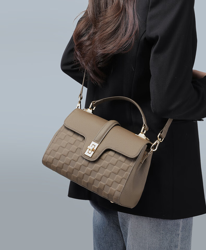 Aiqinghai Top-Grain Leather Handbag, Women's Shoulder Crossbody Bag, Large Capacity Tote Bag, Practical Birthday And Mother's Day Gift for Mom 1