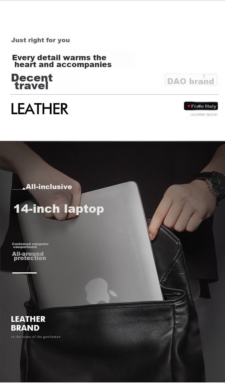 BVP Genuine Leather Backpack for Men, Top-Grain Cowhide Business Bag, British Style Fashion Laptop Bag, Birthday Gift 9