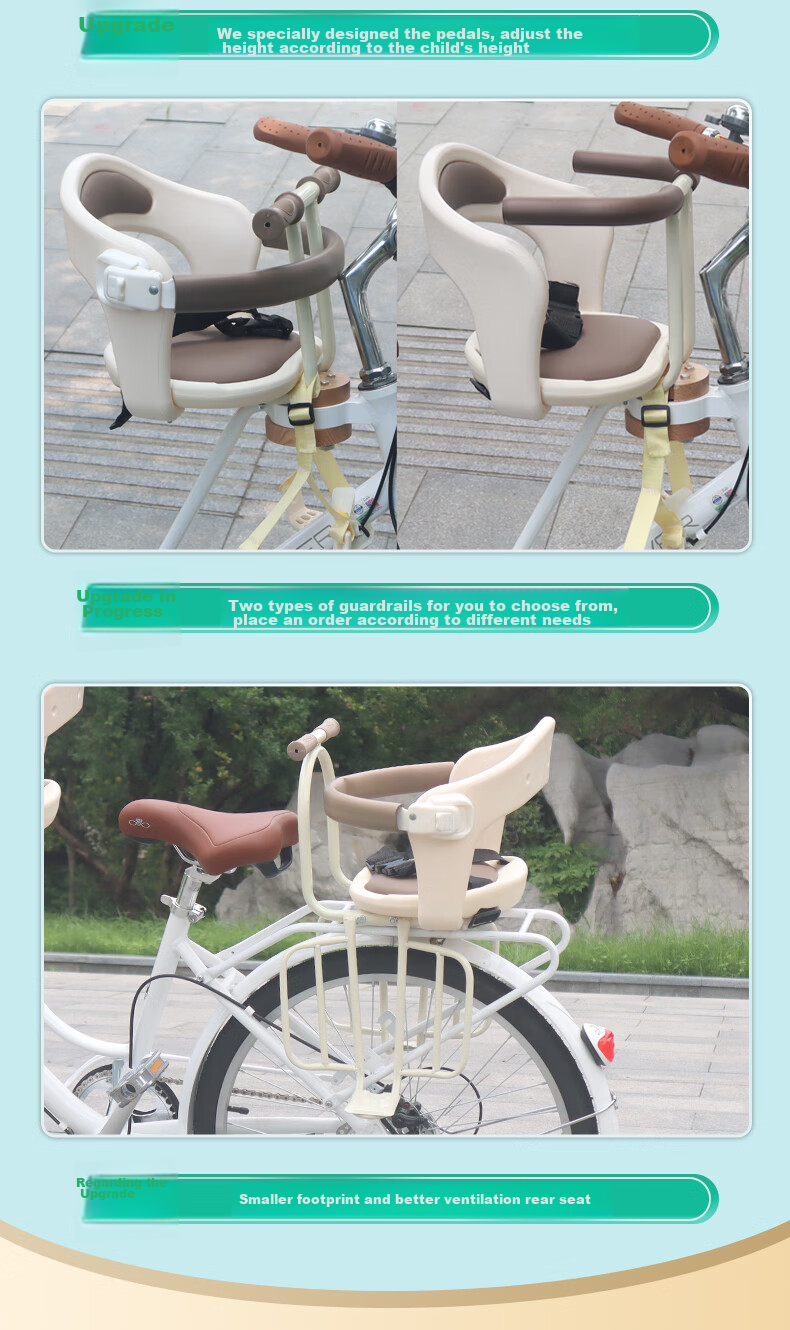 Osagie C21 Retro Bicycle with Child Seat, Vintage Commuter Bike with Baby Seat, Machado Coffee Color 4