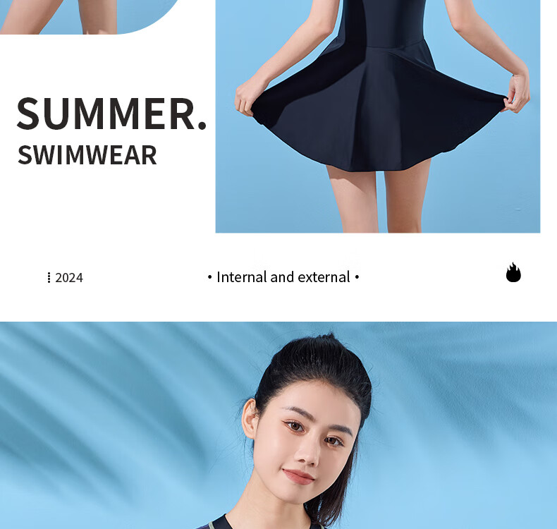 Li-Ning One-Piece Swimsuit for Women, Skirt-Style, Boyshort, Body-Shaping, Waist-Cinching, High-Elasticity, Breathable, Hot Spring Resort Swimwear, 502 Black Floral Pattern, Size M 17