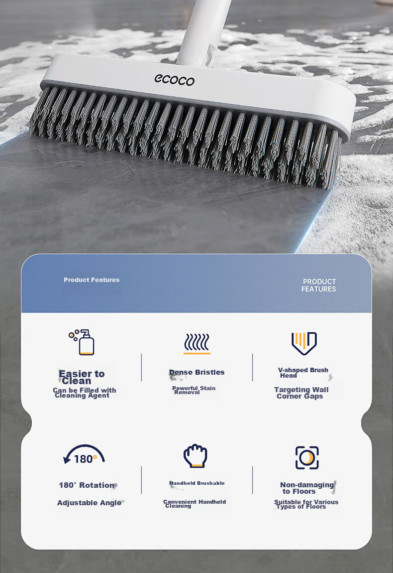 Ecoco Bathroom Floor Scrubber, Toilet Cleaning Brush, Gap Floor Brush, Long Handle V-Shaped E23143 2