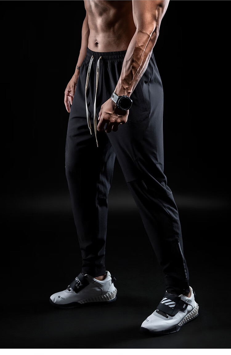 Monster Guardians Men's Sports Pants, Lightweight Breathable Quick-Dry Running Trousers, YKK Zipper Two-Tone Joggers, Khaki Color, Size M 15