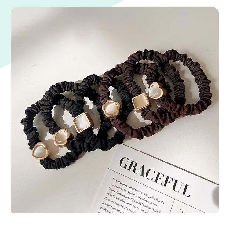 CHIMERA 4 Ponytail Hair Ties, Simple Glazed Heart-Shaped Hair Bands, Hair Ties for Women, Mid-Autumn Festival Gift 15