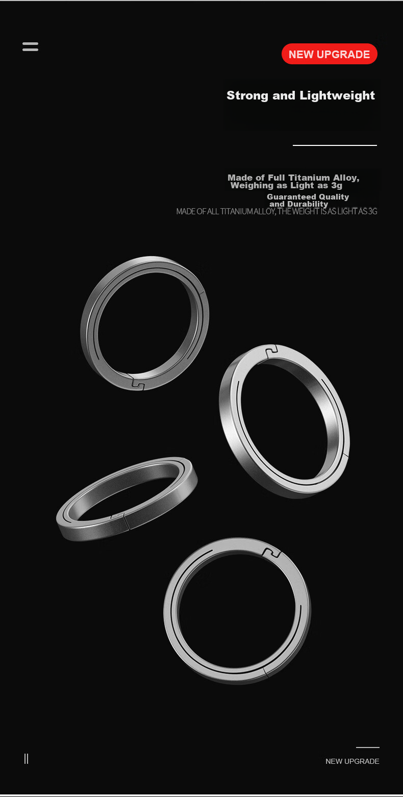 Laiben Titanium Alloy Key Ring, Keychain, Quick Clip, Car Flat Ring, Round Ring, Key Ring Accessory 4