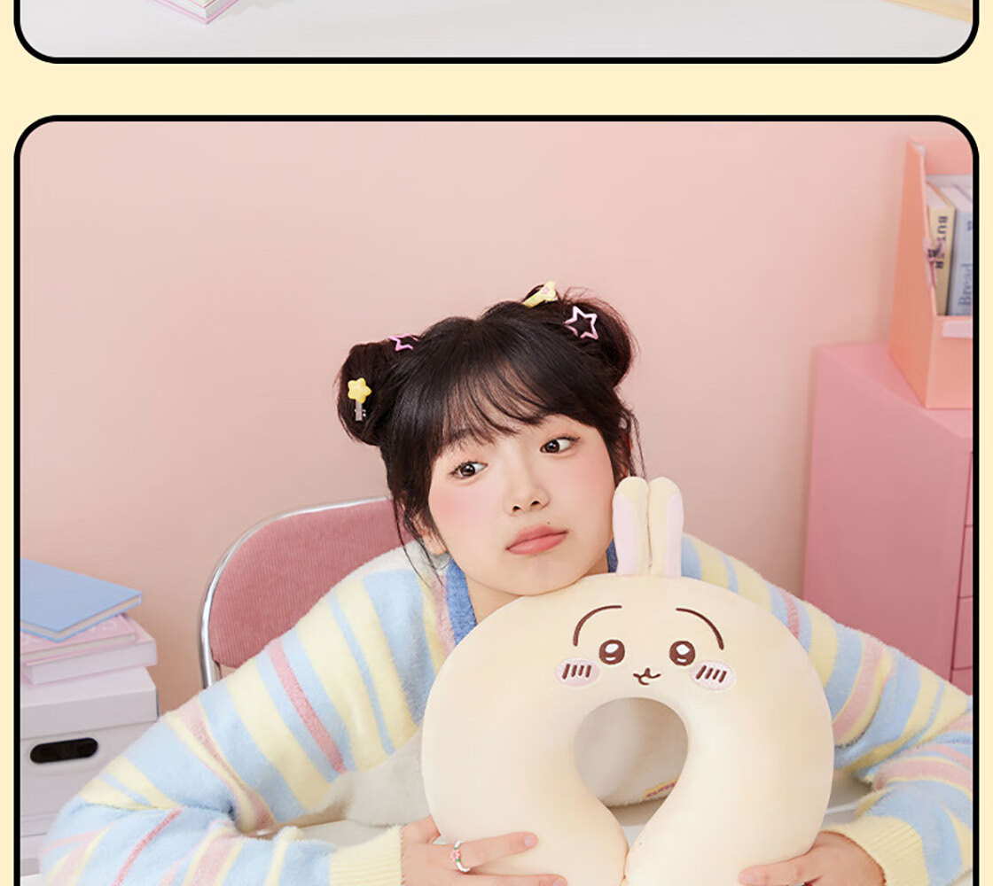MINISO Chiikawa Series U-Shaped Pillow, Usagi Memory Foam Neck Support Pillow, Nap Pillow, Car And Airplane Neck Pillow 10